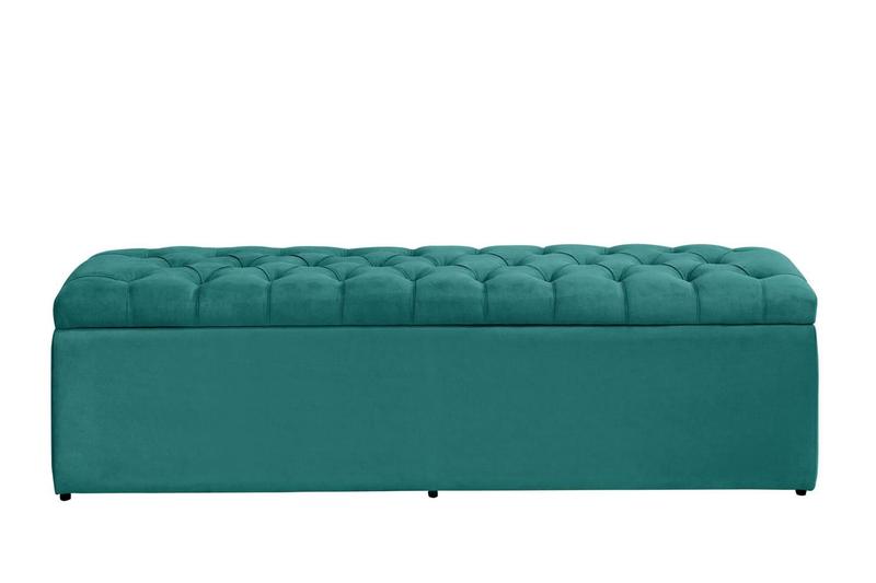 Imagem de Calçadeira Baú Imperatriz 193 cm Suede Azul Turquesa