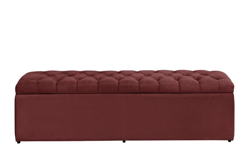 Imagem de Calçadeira Baú Imperatriz 193 cm Suede Vermelho