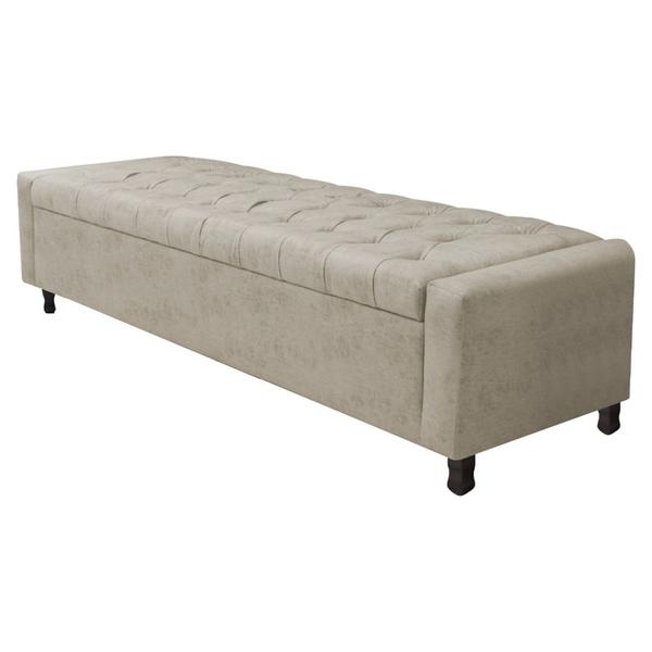 Imagem de Calçadeira Baú King Everest P02 195 cm para cama Box Suede Bege - Amarena Móveis