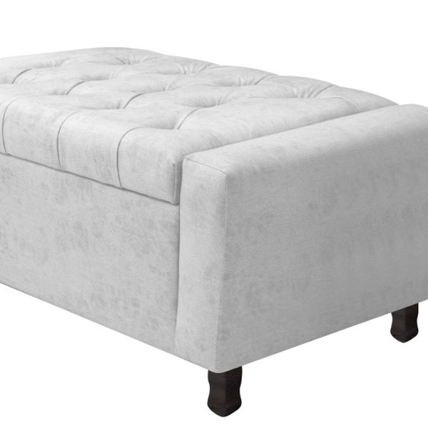 Imagem de Calçadeira Baú King Everest P02 195 cm para cama Box Suede Branco - Amarena Móveis