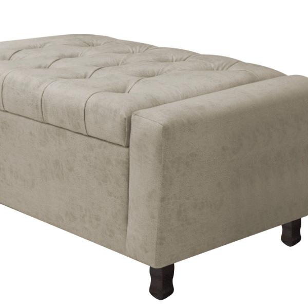 Imagem de Calçadeira Baú King Everest P02 195 cm para cama Box Suede - Doce Sonho Móveis