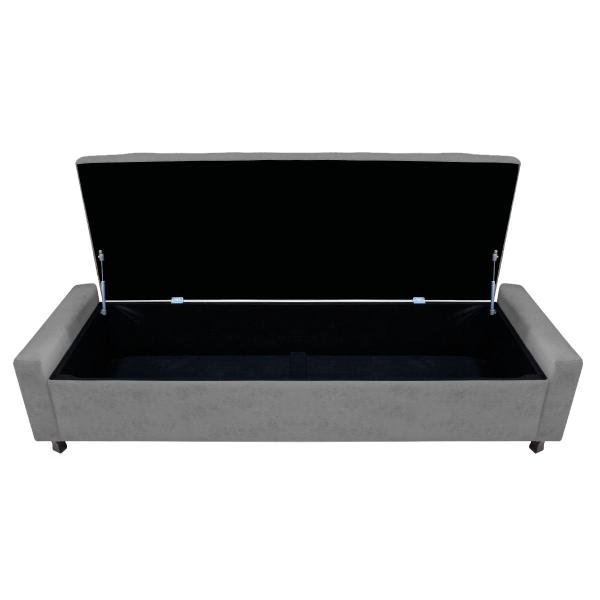 Imagem de Calçadeira Baú King Everest P02 195 cm para cama Box Suede - Doce Sonho Móveis