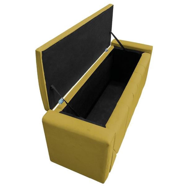 Imagem de Calçadeira Baú King Minsk P02 195 cm para cama Box Suede Amarelo - Amarena Móveis