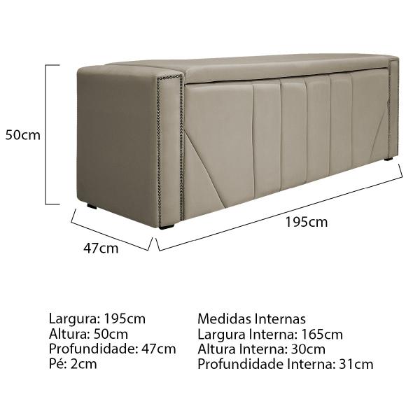 Imagem de Calçadeira Baú King Minsk P02 195 cm para cama Box Suede - Amarena Móveis