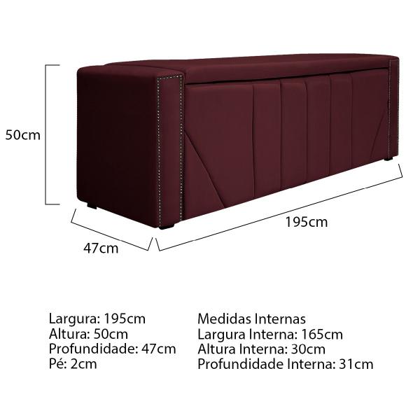 Imagem de Calçadeira Baú King Minsk P02 195 cm para cama Box Suede - Amarena Móveis