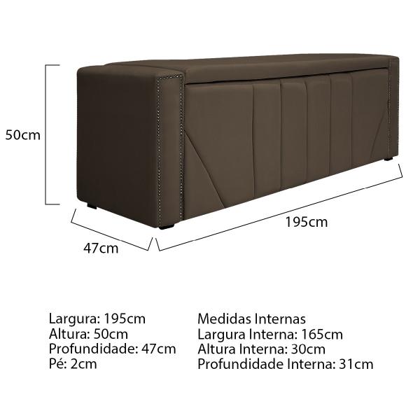 Imagem de Calçadeira Baú King Minsk P02 195 cm para cama Box Suede - Amarena Móveis