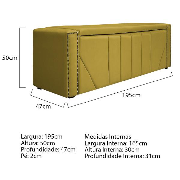 Imagem de Calçadeira Baú King Minsk P02 195 cm para cama Box Suede - Doce Sonho Móveis