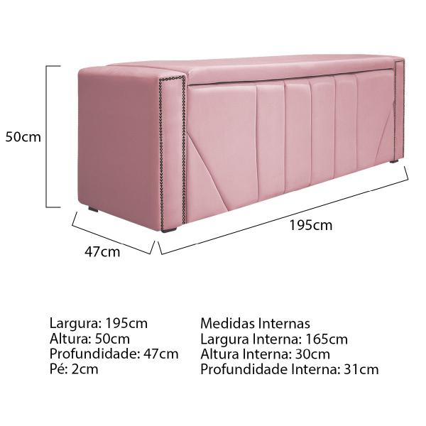 Imagem de Calçadeira Baú King Minsk P02 195 cm para cama Box Suede - Doce Sonho Móveis