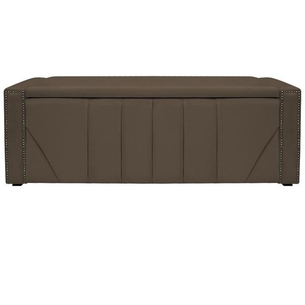 Imagem de Calçadeira Baú King Minsk P02 195 cm para cama Box Suede Marrom - Amarena Móveis