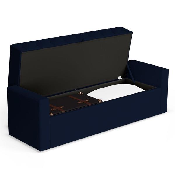 Imagem de Calçadeira Báu King Size Atena 195cm Capitonê Suede Azul Marinho - Desk Design