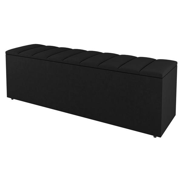 Imagem de Calçadeira Baú King Size Cora 190cm Sintético Preto - Desk Design