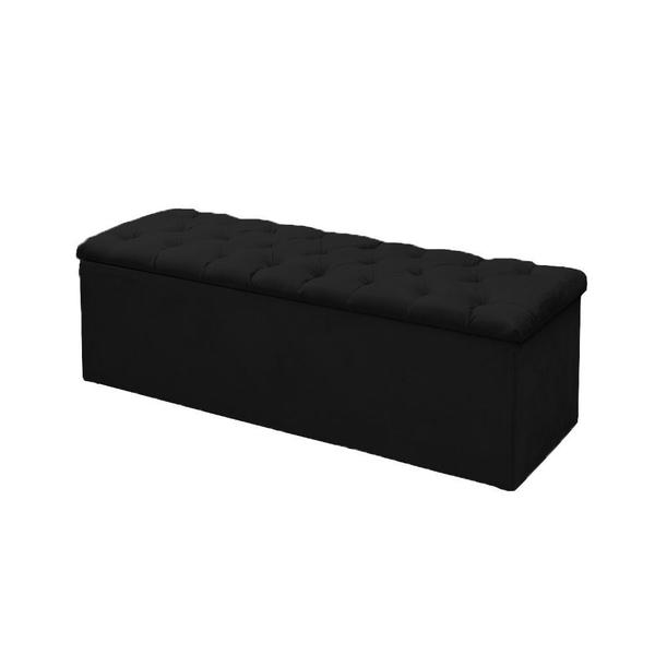 Imagem de Calçadeira Baú P/ Box Casal 140cm Mirage c/ Capitonê Suede Preto Dl Decor