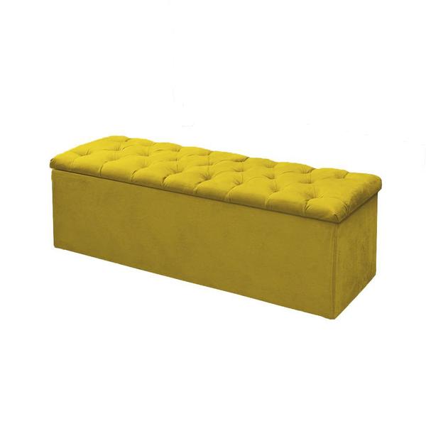 Imagem de Calçadeira Baú P/ Box Solteiro 90cm Mirage c/ Capitonê Corano Amarelo - Dl Decor