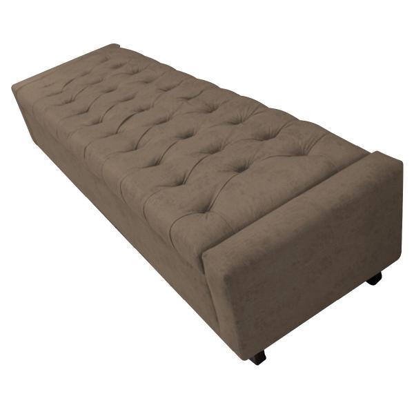 Imagem de Calçadeira Baú Queen Everest P02 160 cm para cama Box Suede - Doce Sonho Móveis