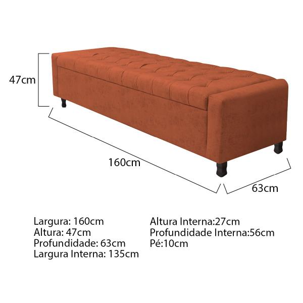 Imagem de Calçadeira Baú Queen Everest P02 160 cm para cama Box Suede - Doce Sonho Móveis