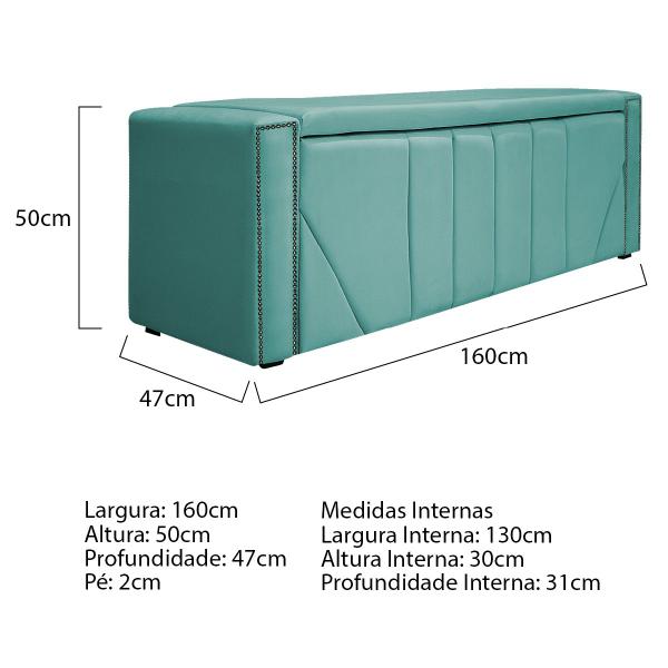 Imagem de Calçadeira Baú Queen Minsk P02 160 cm para cama Box Suede - Amarena Móveis