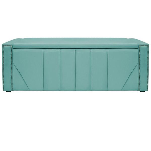 Imagem de Calçadeira Baú Queen Minsk P02 160 cm para cama Box Suede Azul Tiffany - Amarena Móveis