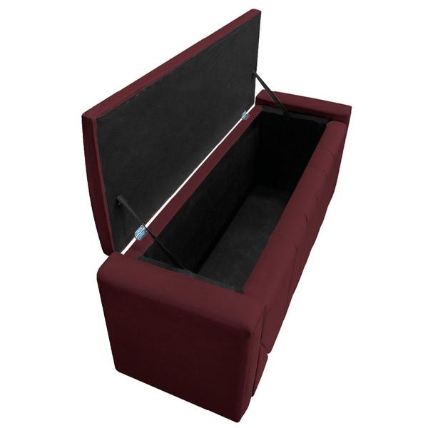 Imagem de Calçadeira Baú Queen Minsk P02 160 cm para cama Box Suede Bordô - Amarena Móveis