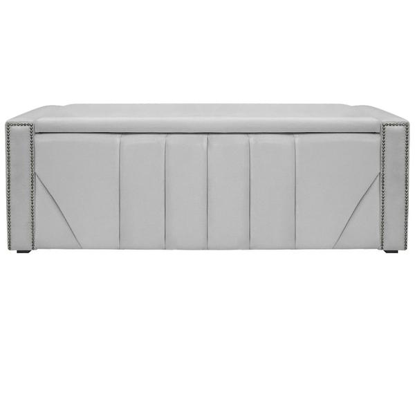 Imagem de Calçadeira Baú Queen Minsk P02 160 cm para cama Box Suede Branco - Amarena Móveis