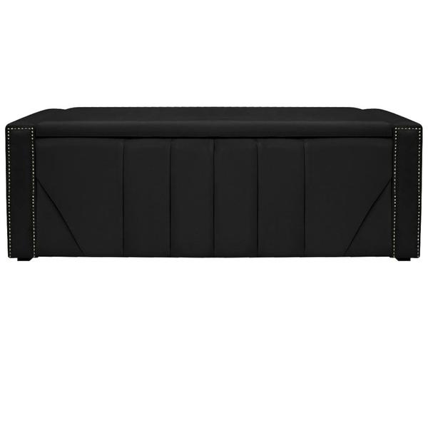 Imagem de Calçadeira Baú Queen Minsk P02 160 cm para cama Box Suede Preto - Amarena Móveis