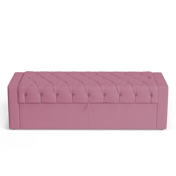 Imagem de Calçadeira Báu Queen Size Atena 160cm Capitonê Suede Rosa - Desk Design