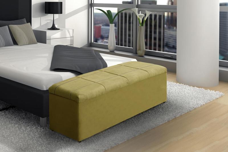 Imagem de Calçadeira Baú Raissa 100 cm Suede Amarelo