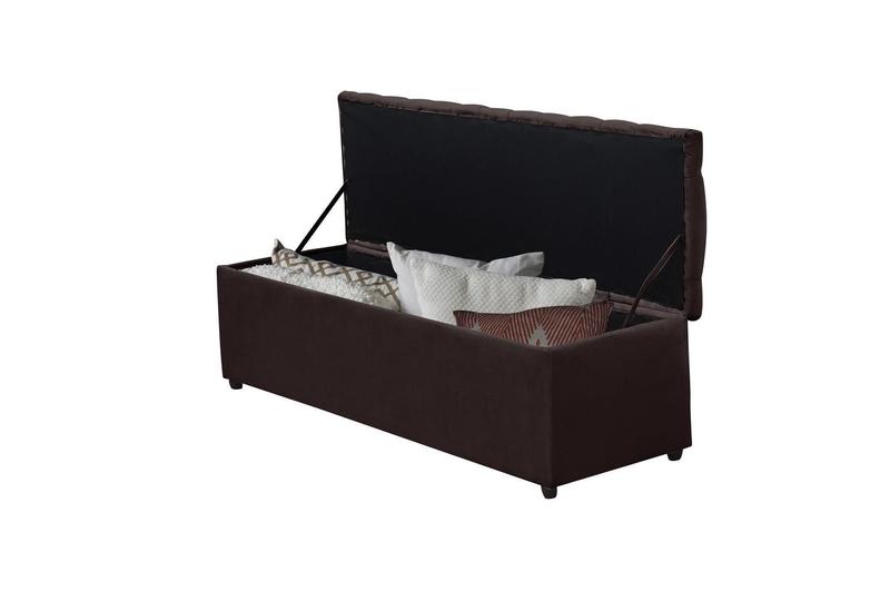 Imagem de Calçadeira Baú Raissa 138 cm Suede Bordô Escuro