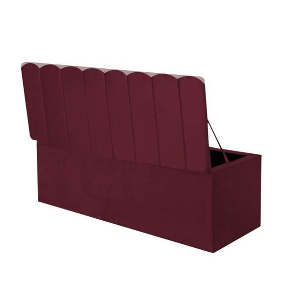 Imagem de Calçadeira Baú Recamiel Casal 140CM Alanis Suede Bordo - D A DECOR