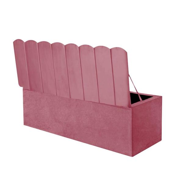 Imagem de Calçadeira Baú Recamiel Casal 140CM Alanis Suede Rosa - D A DECOR