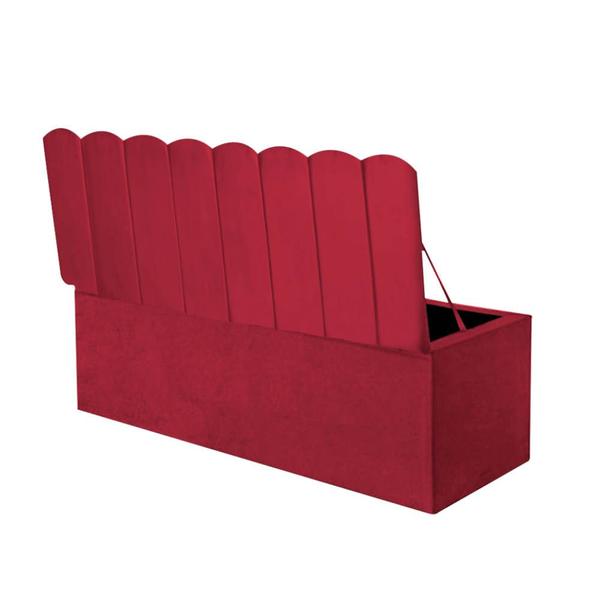 Imagem de Calçadeira Baú Recamiel Casal 140CM Alanis Suede Vermelho - D A DECOR