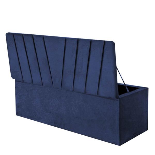 Imagem de Calçadeira Baú Recamiel Casal 140CM Bélgica Suede Azul Marinho - D A DECOR