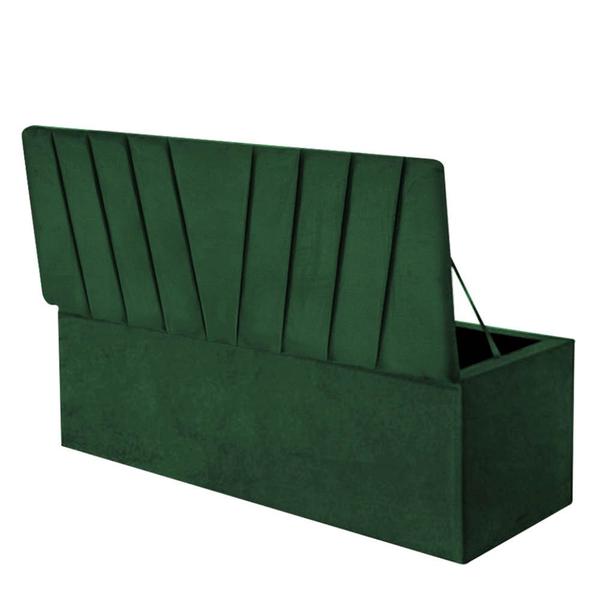 Imagem de Calçadeira Baú Recamiel Casal 140CM Bélgica Suede Verde - D A DECOR