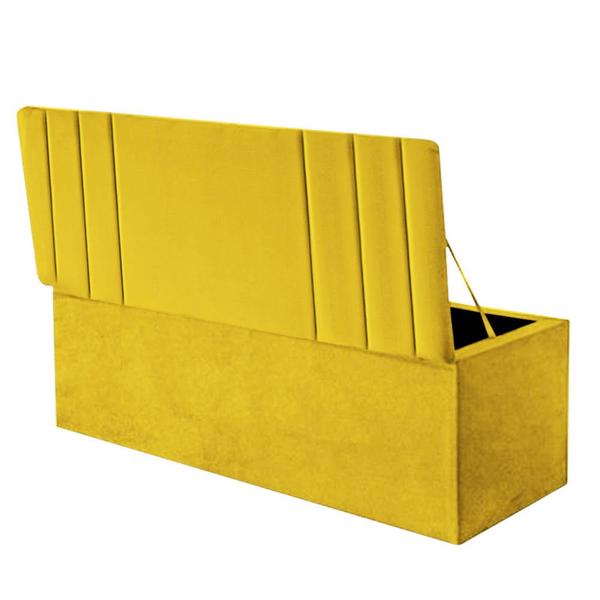 Imagem de Calçadeira Baú Recamiel Casal 140CM Grécia Suede Amarelo - D A DECOR