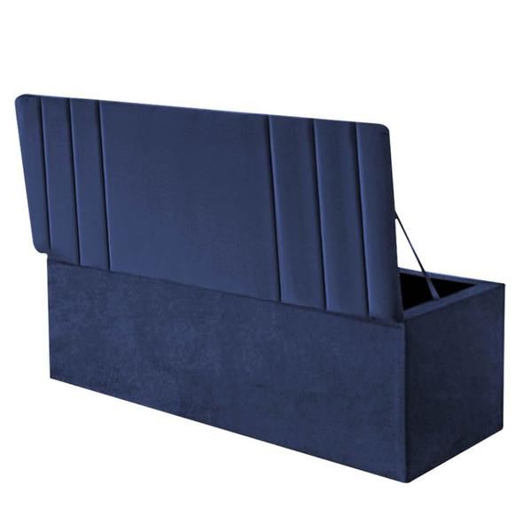 Imagem de Calçadeira Baú Recamiel Casal 140CM Grécia Suede Azul Marinho - D A DECOR