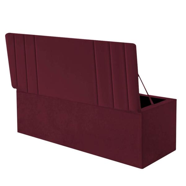 Imagem de Calçadeira Baú Recamiel Casal 140CM Grécia Suede Bordo - D A DECOR