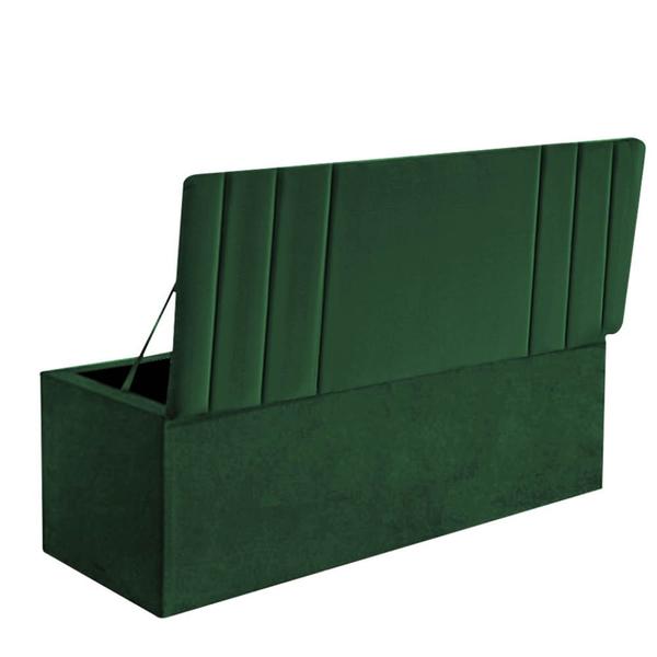 Imagem de Calçadeira Baú Recamiel Casal 140CM Grécia Suede Verde - D A DECOR