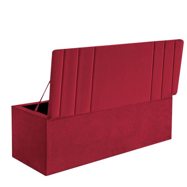 Imagem de Calçadeira Baú Recamier Casal 140CM Grécia material sintético Vermelho - D A DECOR