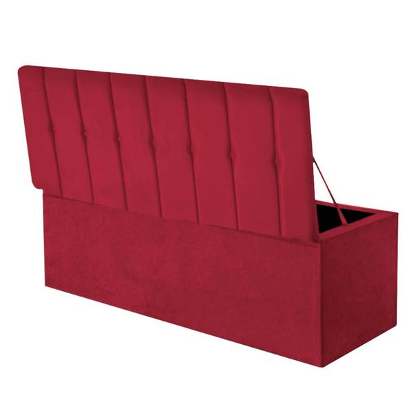 Imagem de Calçadeira Baú Recamier Casal 140CM Kiara material sintético Vermelho - D A DECOR