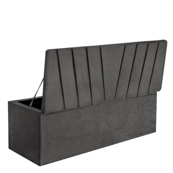 Imagem de Calçadeira Baú Recamier King 190CM Bélgica material sintético Cinza Escuro - D A DECOR