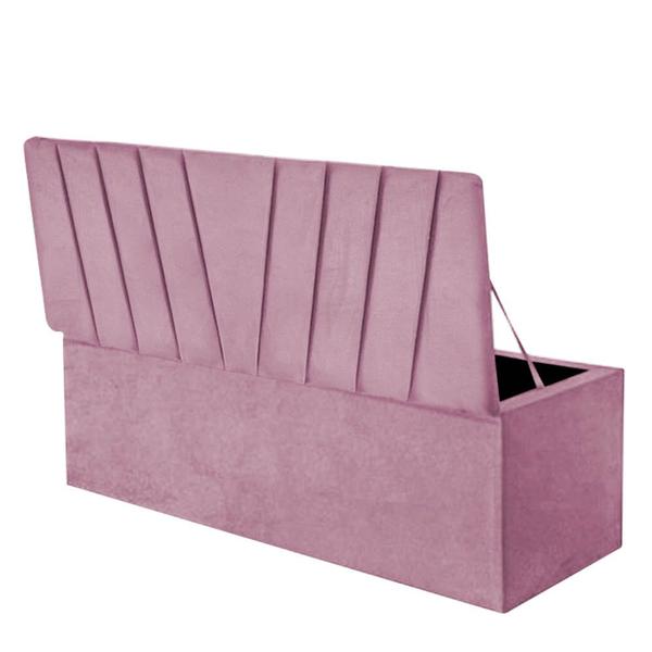 Imagem de Calçadeira Baú Recamier King 190CM Bélgica Suede Rosa - D A DECOR