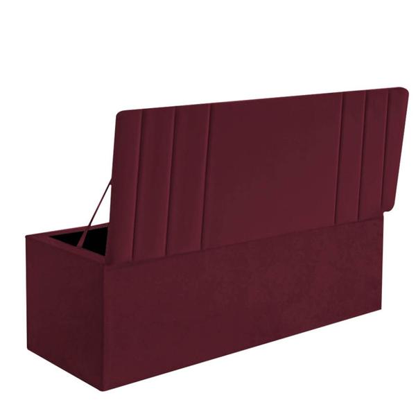 Imagem de Calçadeira Baú Recamier King 190CM Grécia Suede Bordo - D A DECOR