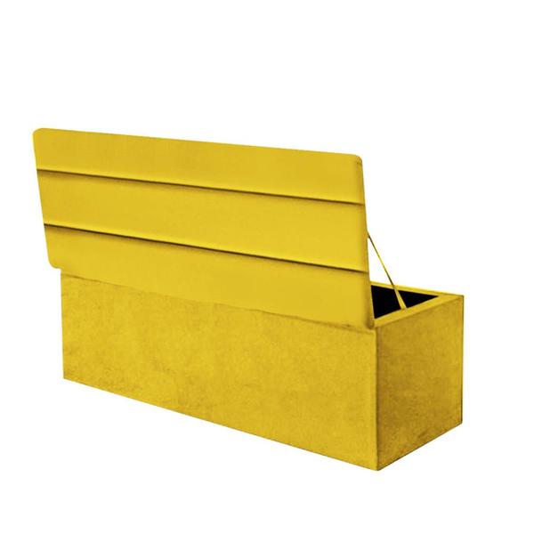 Imagem de Calçadeira Baú Recamier Queen 160CM Argentina Suede Amarelo - D A DECOR