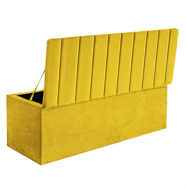 Imagem de Calçadeira Baú Recamier Queen 160CM Carla material sintético Amarelo - D A DECOR