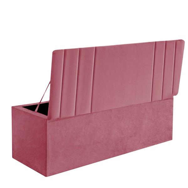 Imagem de Calçadeira Baú Recamier Queen 160CM Grécia Suede Rosa - D A DECOR