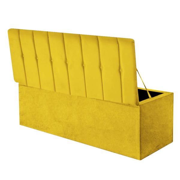 Imagem de Calçadeira Baú Recamier Queen 160CM Kiara Suede Amarelo - D A DECOR