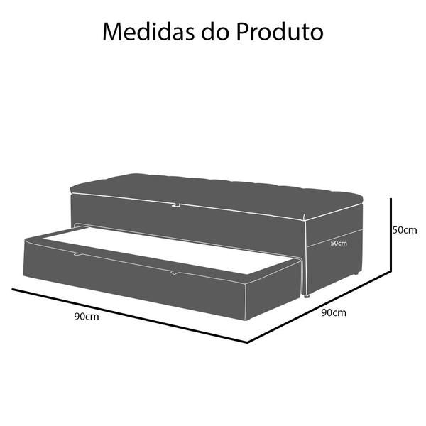 Imagem de Calçadeira Baú Recamier Sapateira 90cm Solteiro Ayla Tecido Aveludado Tampo Reto - Estopar