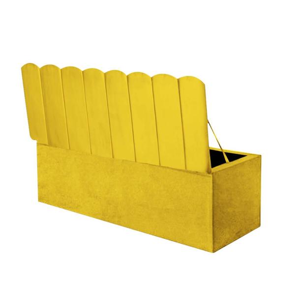 Imagem de Calçadeira Baú Recamier Solteiro 100CM Alanis Suede Amarelo - D A DECOR