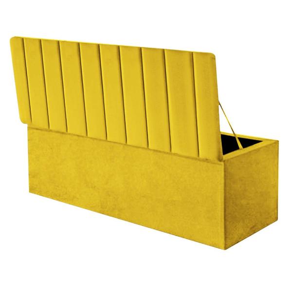 Imagem de Calçadeira Baú Recamier Solteiro 100CM Carla material sintético Amarelo - D A DECOR