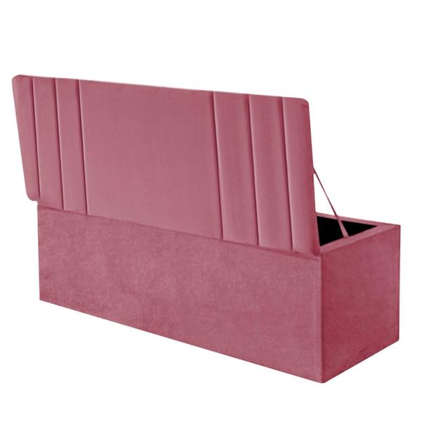 Imagem de Calçadeira Baú Recamier Solteiro 100CM Grécia Suede Rosa - D A DECOR