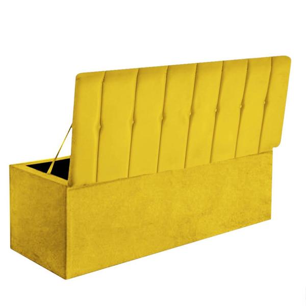 Imagem de Calçadeira Baú Recamier Solteiro 100CM Kiara material sintético Amarelo - D A DECOR